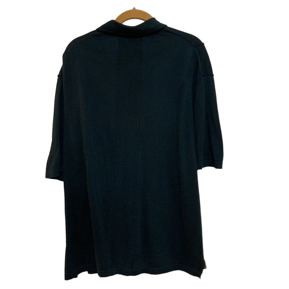Yigal Azrouel Navy Linen Cotton Blend Navy Polo Snap Buttons sz L - Picture 5 of 8